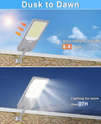 JAYNLT X-12000W Solar Street Lights,6500K Commercial Parking Lot Light Dusk to Dawn,IP68 Waterproof Flood Security Street Lights Motion Sensor for PlayCourt,Farm