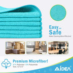 AIDEA Microfiber Cleaning Cloth-12PK, Soft Microfiber Towels for Cars, Absorbent Cleaning Rags, Lint-Free Streak-Free Wash Cloths for House, Kitchen, Window(12in.x12in), Blue