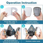 Reusable Half Facepiece Dustproof Respirator - Organic Gas Dust Chemical Respirator with Extra Filters for Painting, Machine Polishing, Welding,Spraying and Other Work Protection