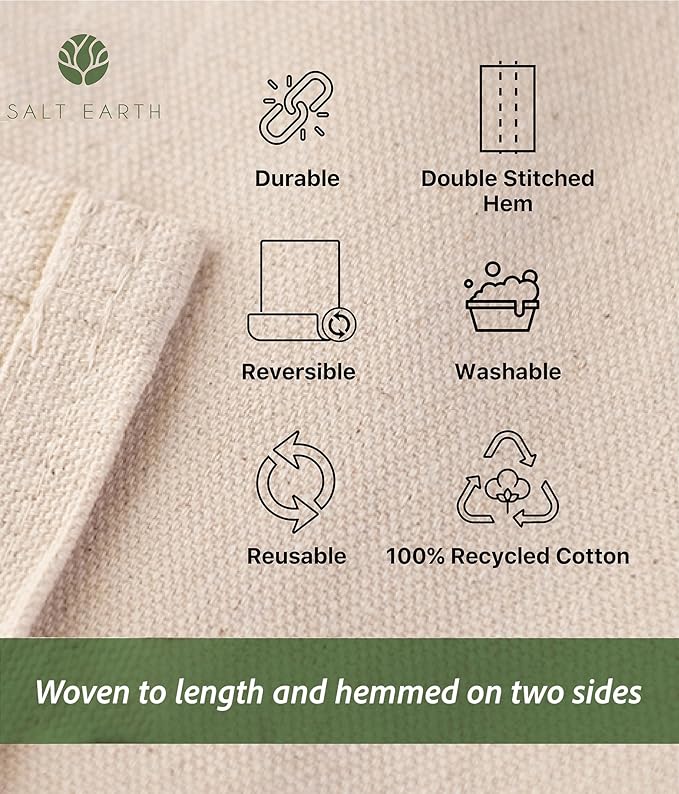 Canvas Drop Cloth Salt Earth Pack of 2 Reusable Cloth for Outdoor & Indoor,100% Recycled Cotton Nature Friendly, All purpose Washable Cotton Canvas Cover for Painter Floor & Furniture Protection(4x12)