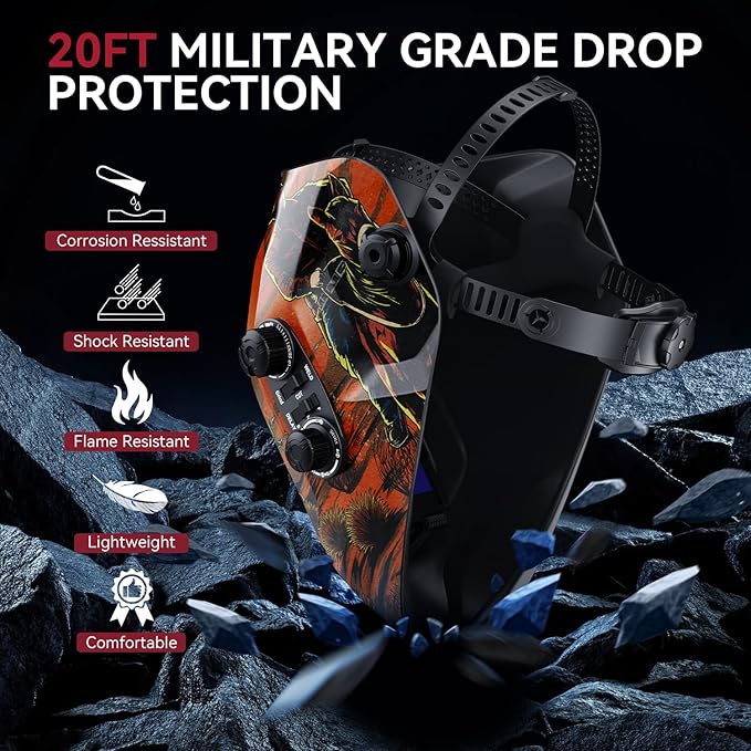 ARCCAPTAIN Auto Darkening Welding Helmet, 3.94"X3.66" Large Viewing Screen True Color Welding Hood with 4 Arc Sensor Solar Powered, Wide Shade 4-5/5-9/9-13 Welding Mask (Denim)