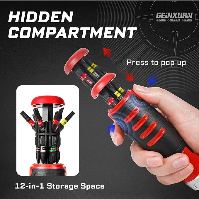 19 Pieces Ratcheting Screwdriver Set, Mini Rachet Wrench, Rachet Screwdriver Handle and Nut Driver with 12 Pcs Impact Screwdriver Bits, Portable Hand Tools Set for Repair DIY