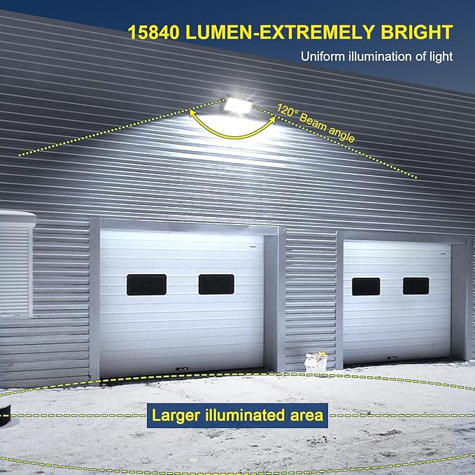 ledmo LED Wall Pack 120W 5000K 15840LM Outdoor Security Flood Light Waterproof IP65 LED Wall Lights for Garage Warehouses Parking Lots