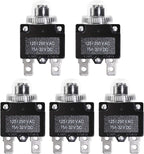5PCS 15Amp Circuit Breakers with Push Button Reset 32VDC,AC125-250V with Quick Connect Terminals and Waterproof Button Cap