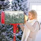 Kawani Winter Watercolor Tree Mailbox Covers Magnetic Christmas Green Pine Tree Forest Mail Box Post Letter Box Cover Standard Size 21x18 Inch for Xmas Holiday Outdoor Garden Yard Decor