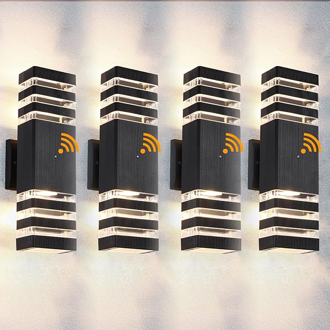 Dusk to Dawn Outdoor Wall Light Fixture 4 Pack, Up and Down Lights Outdoor Wall Sconces, Aluminum Waterproof Outside Lights for House Porch Hallway Garage