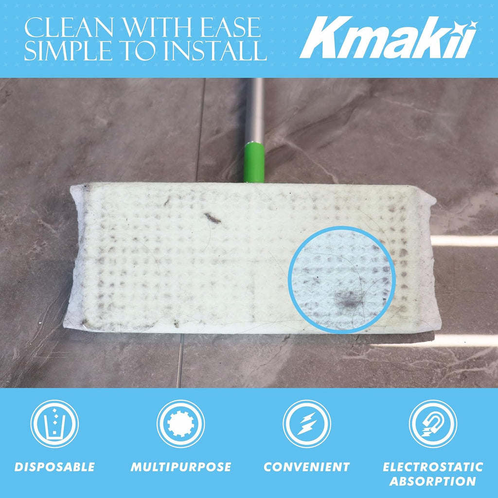 KMAKII Dry Sweeping Cloths Dry Mop Refills for Floor Mopping and Cleaning Disposable Dusting Cloths Electrostatic Cloths Unscented 180 Counts