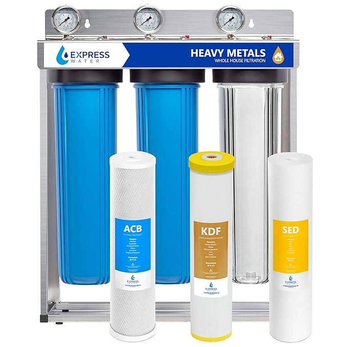 Whole House Water Filter System| HEAVY METAL| 3 Stage Water Purifier Whole Home, Top-Tier Heavy Metal Filter Produces Overachieving H2O, Specially Targets Lead, Arsenic, Chromium, Reduces Chlorine
