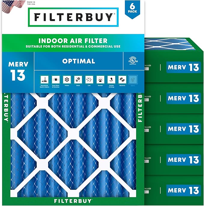 Filterbuy 18x24x4 Air Filter MERV 13 (MPR 1900) Health Defense Replacement (6-Pack), Electrostatic Pleated HVAC AC Furnace Filters, Made in USA (Actual Size: 17.50 x 23.38 x 3.63)