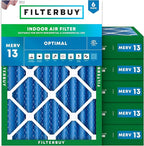 Filterbuy 14x20x4 Air Filter MERV 13 (MPR 1900) Health Defense Replacement (6-Pack), Electrostatic Pleated HVAC AC Furnace Filters, Made in USA (Actual Size: 13.50 x 19.50 x 3.63)