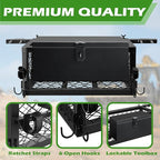 Montex Heavy Duty Tractor Tool Box, 24"x 10.5"x 10.5" Tractor Basket Attachment Suitable for Most Tractors, Multi Function Tractor Accessories