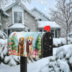 Xmas Dog Magnetic Mailbox Covers Christmas Tree Mail Box Cover Standard Size Winter Retriever Dogs Post Letter Box Wraps 21x18 Inch for Garden Outdoor Decor