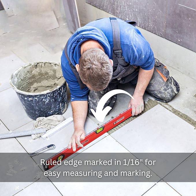 Kapro - 770 Exodus Professional Box Level - 12" - With 45° Vial & Ruler - For Leveling, Measuring, Marking, and Cutting - Features 3 Vials, Precise Straightedge, and Wall-Grip