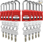 Lockout Tagout Locks - 10 Pack Red Loto Locks, Keyed Differ Padlock OSHA Compliant Lock Out Tag Out Lock, Safety Padlocks for Electrical Lockout Tag Out Kits