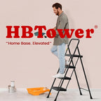 HBTower Step Ladder, Step Stool Foldable for Adults with Wide Anti-Slip Pedal, Lightweight 4 Step Ladders for Home