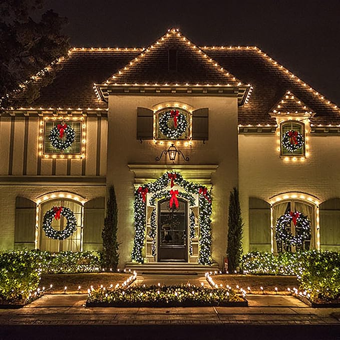 Meconard C9 Led Replacement Christmas Light Bulbs, C9 Shatterproof Led Bulbs for Christmas Indoor Outdoor String Lights,E17 Intermediate Base, Commercial Grade Holiday Bulbs, Warm White, 25Pack