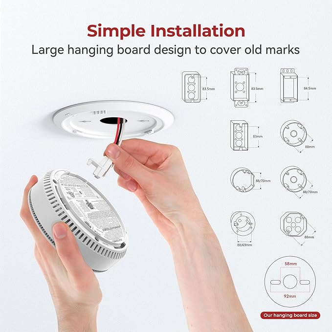 Siterlink Hardwired Smoke Detector Carbon Monoxide Detector Combo 10 Year Battery up, UL 217-9th Conforming, Interconnected Smoke & CO Alarm with Bilingual Voice Alerts, 2 Pack