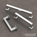 Alzassbg 10 Pack Polished Chrome Cabinet Pulls, 6-1/4 Inch(160mm) Hole Centers Cabinet Handles Square Kitchen Hardware for Cabinets AL3046CP