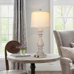 27.5" Tall Farmhouse Lamp,Wash-Grey Vintage Bedside Lamp with USB Charging Ports A/C,3-Way Dimmable Touch Control Retro Lamps for Bedroom Living Room,Single Grey