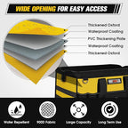 16-Inch Heavy Duty Tool Bag, 19-Pockets Tool Box Organizer, Portable Toolbag W/Soft Handle, Organized Storage, Mechanic Gifts for Men Dad Husband Him Christmas, Wide Mouth Toolbox Organization, Yellow