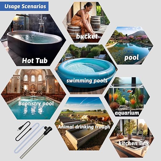 1800W Submersible Water Heater Portable Electric Hot Tub and Pool Immersion Water Heater with Temp Control, WiFi Timer for Baptistry, Spa, Inflatable Pool, Above Ground Pool and Bathtub