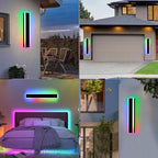 MELUCEE 2 Pack 32 Inch Long Outdoor RGB Wall Light, Waterproof IP65 LED Wall Mount Lighting Fixture Outside Wall Sconce for House Garage Porch Courtyard, Remote Control Included