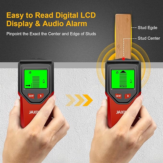 Stud Finder Wall Scanner - 5 in 1 Stud Finder Tool w/Microprocessor Chip and HD LCD Display, Stud Detector Beam Finders for the Center and Edge of Wood AC Wire Metal Studs Joist Pipe (Spicy)