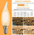 Chandelier Frosted Light Bulbs 4W (40W Equivalent), Candelabra Candle E12 LED Bulb Type B Soft Warm White Color 2700k,Dimmable for Dining Room,Light Fixture,Chandelier,15 Pack