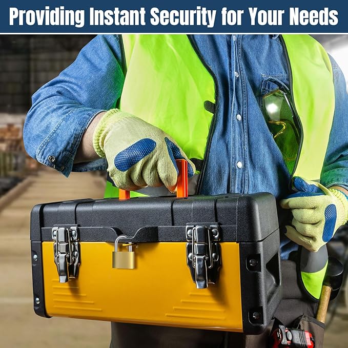 24 Pcs Solid Brass Keyed Padlock, Small Yellow Gym Lock, Strong Padlock with Same Key for Luggage Toolbox (20mm)