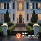 Solar Post Lights Outdoor, 9.8'' Pillar Cap Lights IP54 Waterproof, 3000K LED Column Light Modern Dusk to Dawn Lamp, Fence Lantern Posts Outdoor Lighting Lamps Fixture for Garden Pathway Driveway