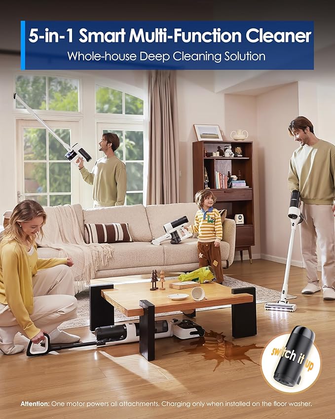Tineco Floor ONE Switch S6 Stretch Wet Dry Vacuum Cleaner, Multi-Function, 180° Lay-Flat, Anti-Tangle Design, Self-Cleaning, 65Min Runtime, Dual-Edge Cleaning, Whole-House Cleaning Floor Cleaner