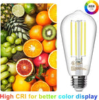TJOY Edison Light Bulbs 60W Equivalent, Dimmable Vintage LED Light Bulbs, E26 Medium Base, 5000K Daylight, ST58, 8W, 800LM, Ultra-Bright, 80+CRI, Antique Decorative LED Filament, Clear Glass, 4 Pack