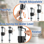 Saillong 6 Pack Toilet Fill Valve Replacement, Height Adjustable Universal Toilet Tank Flusher Replacement Kit, Leak-Proof Easy Install Fill Valve Repair Kit