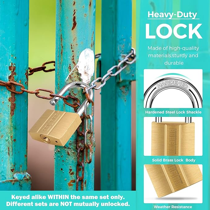 81/40-4P Brass Keyed Padlock (Keyed Alike, Waterproof, Solid Brass Lock) for Sheds, Storage Unit, School, Gym Locker, Fence, Toolbox, Hasp, Storage - 1-9/16 in. (40 mm) *4