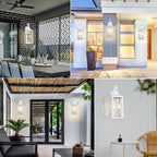 19" White Outdoor Wall Lantern 2-Light, Large Modern Wall Sconce Light Fixture, Industrial Porch Light with Glass, Waterproof Farmhouse Exterior Lamp