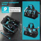 DURATECH 13-Inch Small Tool Bag with 9 Pockets, Tool Bags for Men Women, Toolbag with Thickened Fabric, Wide Open Mouth Tool Carrier for Mechanic Electrician Plumber HVAC