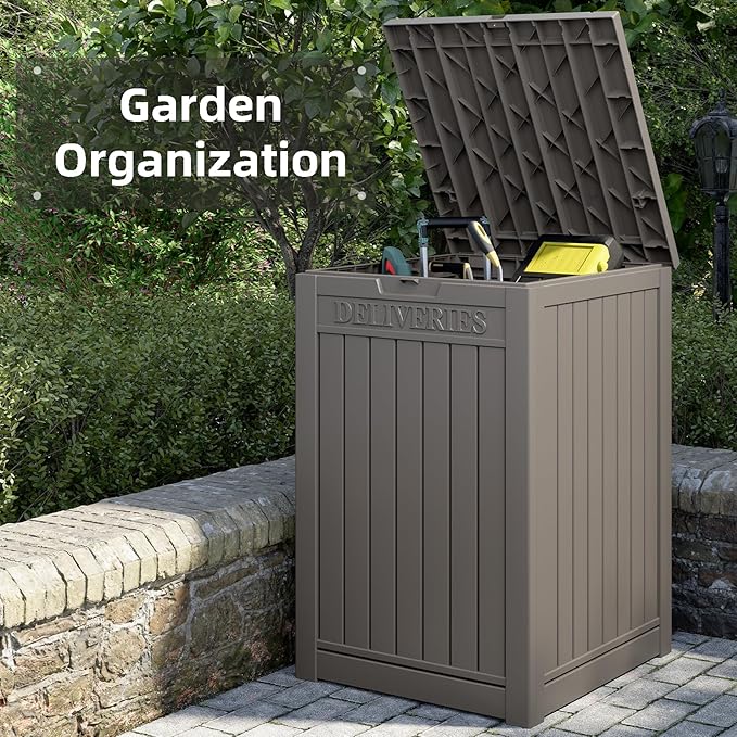 48 Gallon Package Delivery Box for Porch, Outdoor Storage with Lockable Secure, Large Double Wall Resin Outdoor Package Delivery and Waterproof