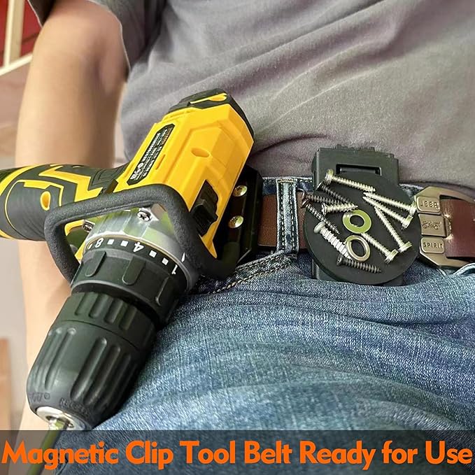 MUTUACTOR Magnetic Tool Belt Clip,Heavy-Duty Magnet Tool Holder for Belt Clip,1 Set Anti-Slip Magnetic Clip Tool Belt Accessories for Hammer Screwdrivers Adjustable Wrench Magnet Tools and Hardware