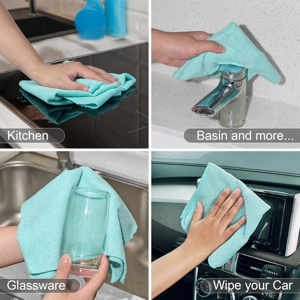 UPSTAR Microfiber Cleaning Cloth, Reusable Paper Towels Rolls, Cleaning Rags for Kitchen, Bathroom, Car, 12x12 inch, 50 Packs/Roll, Blue