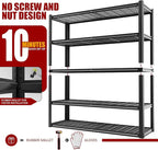 48" W Metal Garage Shelving 5 Tier Storage Shelves Heavy Duty 3030LBS Adjustable Shelf Unit Garage Shelving for Warehouse, Industrial, Basement, 72" H x 48" W x 24" D
