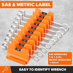 80PCS Modular Wrench Organizer Wrench Holder - Wrench Tool Organizers for Tool Drawer Storage, Wrench Storage Set with Metric & SAE Label, Wrench Rack Tool Gift for Professional Mechanics, Orange