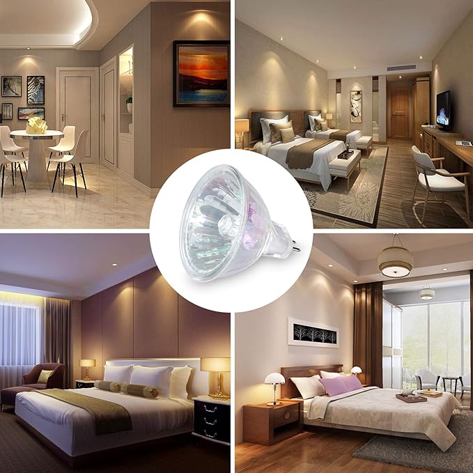MR16 Halogen Light Bulbs 50W 12V 2 Pin GU5.3 Base Dimmable, Spot Light Bulbs, Indoor Spot 50W MR16 Bulbs with Clear Glass Cover, 6 Pack