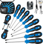 Magnetic Screwdriver Set 10 PCS,5 Phillips 5 Flat Head Precision Screwdriver, Professional Cushion Grip and Non-Slip for Repair Home Improvement Craft, Blue & Black