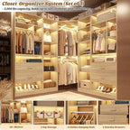 Large Corner Closet System with 3 Sets, 87.2" Closet Organizer System with 4 Drawers & 4 Hanging Rods, Reversible L Shaped Walk-in Closets, Load 2000+LBS, White Oak (87.2" L x 39.2" W x 80" H)