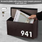 KYODOLED Wall-Mount Mailbox, Large Capacity Mail Box, Galvanized Steel Rust-Proof Metal Post Box, Mailboxes for Outside,15.7"x9.9"x4.9" Bronze