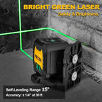 PREXISO Laser Level with 47 Inch Tripod, IP54 Rechargeable 65Ft Green Cross Line Laser Self Leveling, Light Indicator, 3 Brightness Mode, Lazer Leveler Tool for Picture Hanging, Tile, Home Renovation
