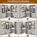 Corner Closet System with 5 Drawers, Closet Organizer System with 15+Shelvess & 4 Hanging Rods, 63.2"L * 63.2"W / 87.2"L * 39.2"W Reversible L Shaped Walk-in Closets, Load 2500+LBS, Grey