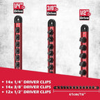 Magnetic Socket Holder Organizer Set: 3-Piece Detachable 1/4, 3/8, 1/2 Socket Trays Socket Organizer for Tool Box Drawer Holds 40-Piece Standard Size Sockets for Automotive Mechanic Garage(Red)