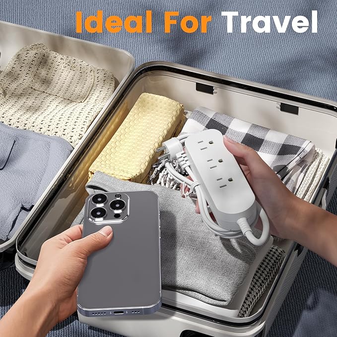 Short Extension Cord, 3 Outlets 3ft Extension Cord, 1875W Weatherproof Small Surge Protector, Mountable Small Extension Cord for Home, Outdoor, Travel.