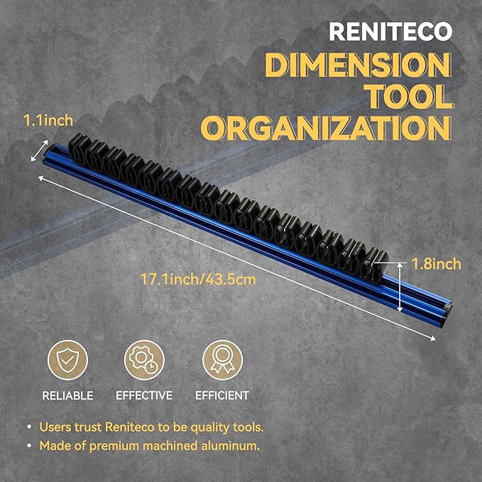 Magnetic Screwdriver Organizer, Aluminum Alloy Rail Tool Holder, Fits Up to 16 Screwdrivers (Blue)